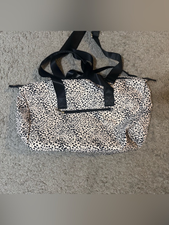 Mali + Lili Handbags - Cream and Black Spotted Travel Tote Bag with Black Straps